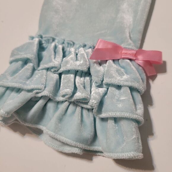 FROZEN ELSA ICE BLUE VELOUR RUFFLE MATILDA JANE PINK BOW BOHO STRETCH PANTS 10 - Picture 4 of 7
